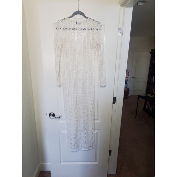 Hot Miami Styles HMS Sheer Mesh White Maxi Dress Swim Cover Up, Size Small - Picture 7 of 11